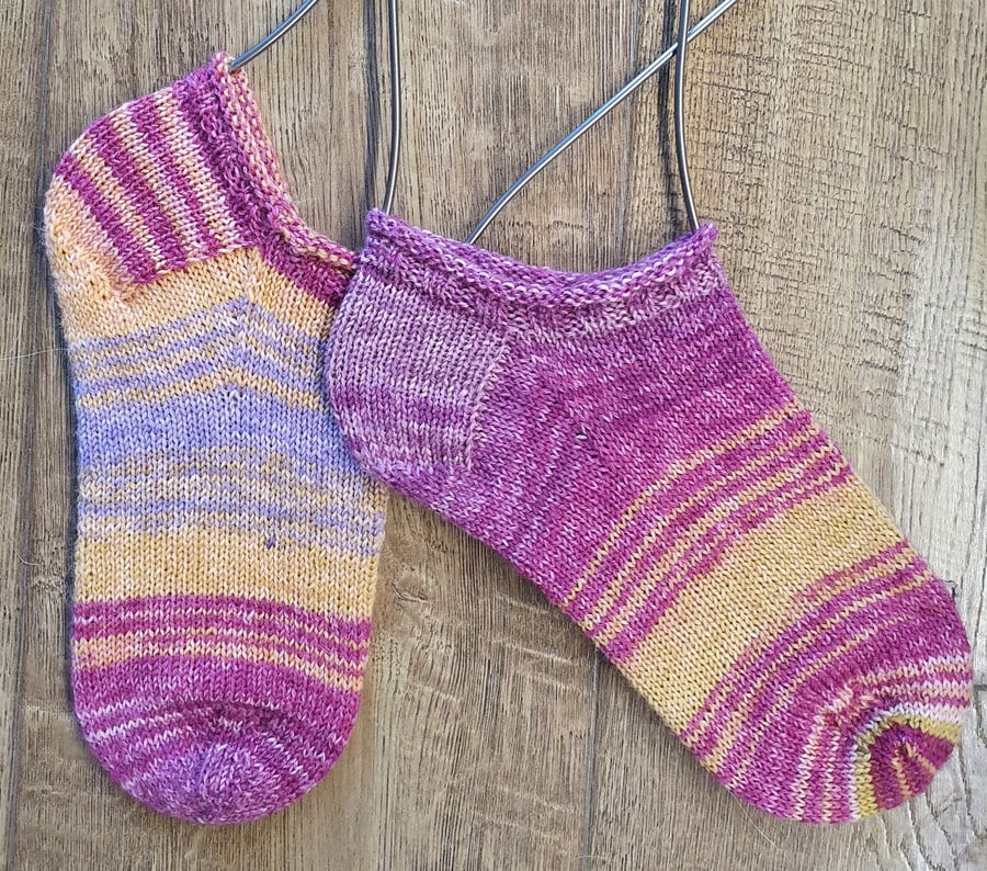 Handmade Trainer Socks Roll Top 4-6