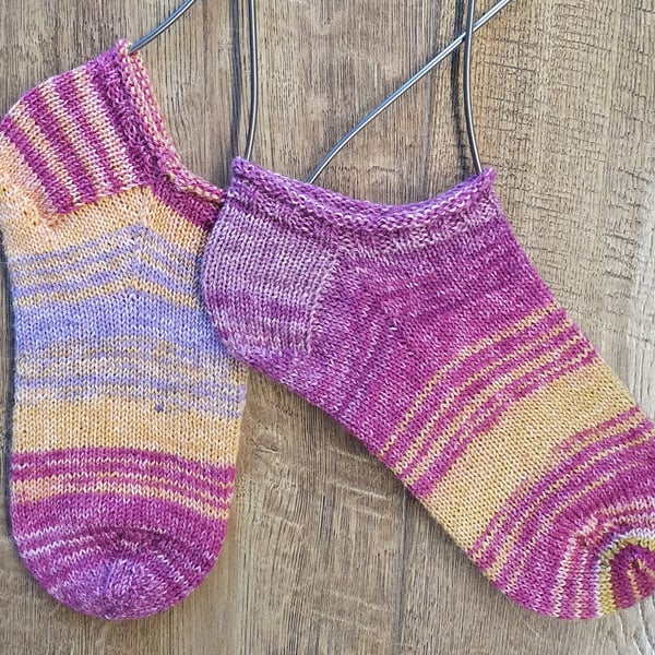 Handmade Trainer Socks Roll Top 4-6