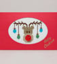 Handmade Cross Stitch Rudolph Reindeer Christmas Card – 6 x 4 Inch - Image 1