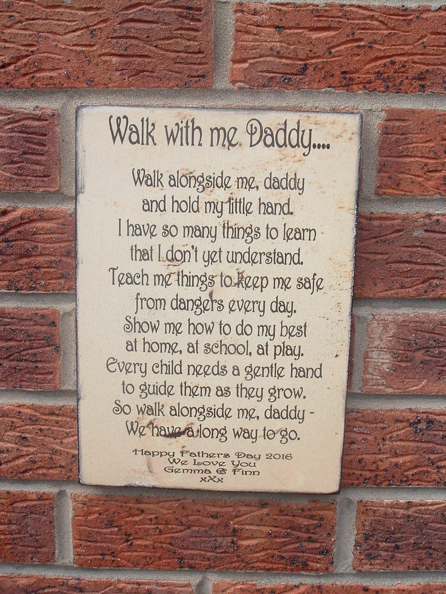 shabby chic walk with me daddy fathers day personalised  sign plaque