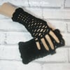 Crochet mesh, web finger-less gloves