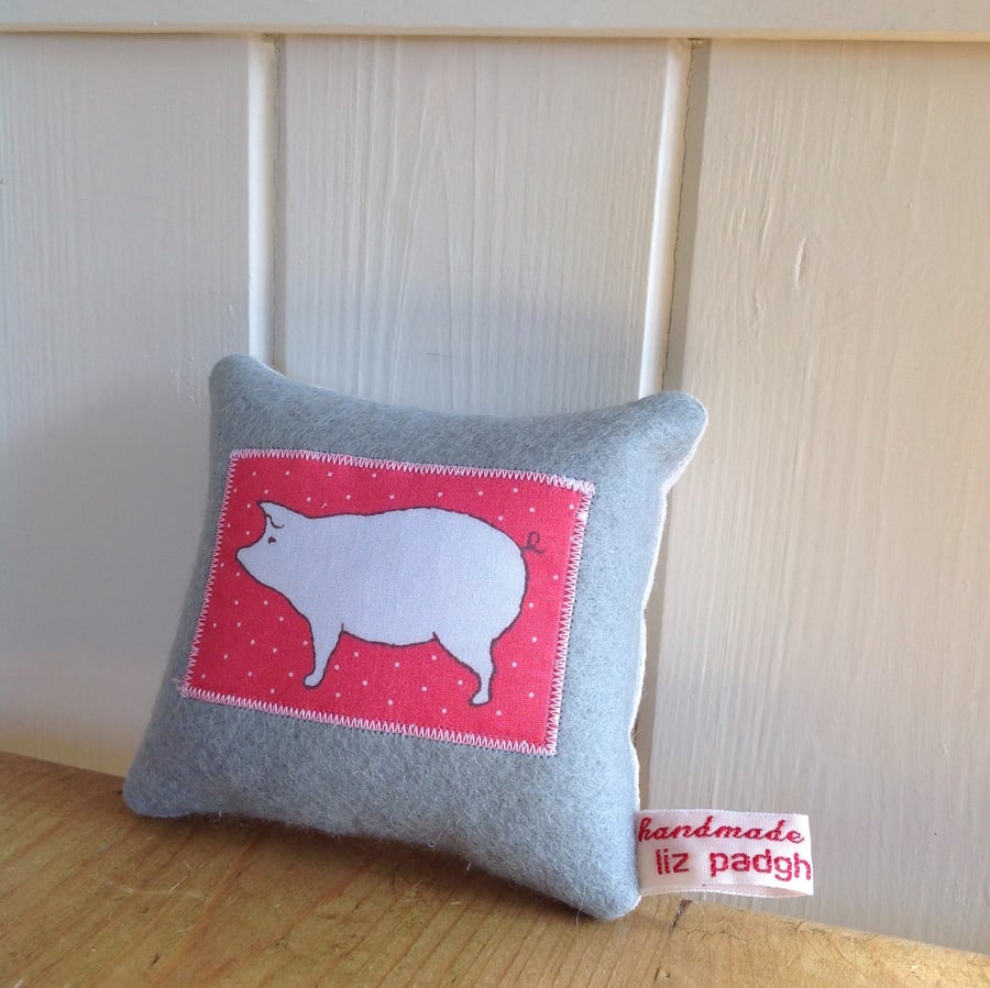 SALE Red Pig Design Mini Lavender Cushion