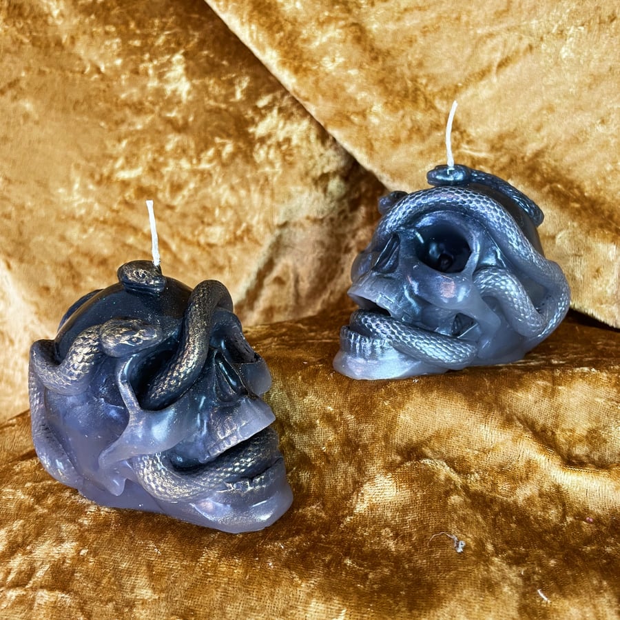 Skull and Serpent Gothic Candle 