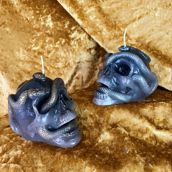 Skull and Serpent Gothic Candle 
