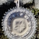 White Sand Dollar – Handmade Sea Talisman with Beads & Soutache