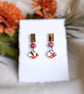Gold Bar and Autumnal Scallop Drop Earrings