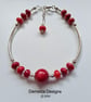 Designer Bamboo Poppy Red Coral Sterling Silver Bracelet  - Image 2