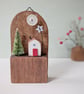 Festive Wooden Cottage Scene with Tree and Button Moon - Image 5