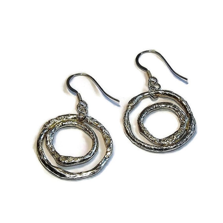 Sterling silver double hoop handmade earrings