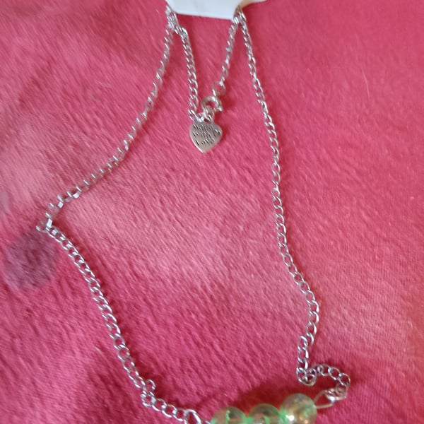 Handmade silver plated necklace with green beads