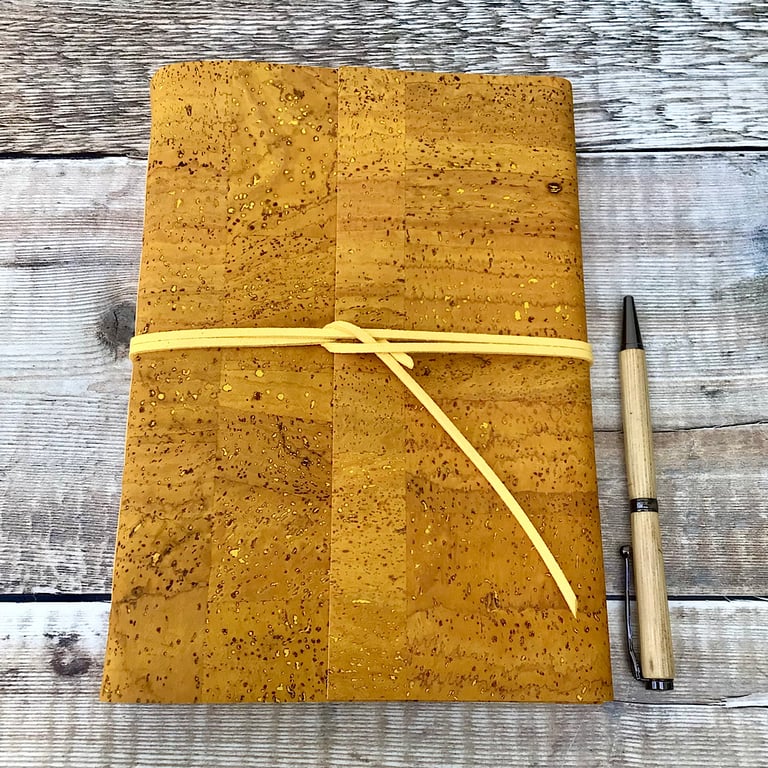 A5 Cork Journal Notebook in Saffron Yellow