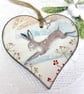 Leaping Hares Christmas Decoration, Winter Hare Ornament