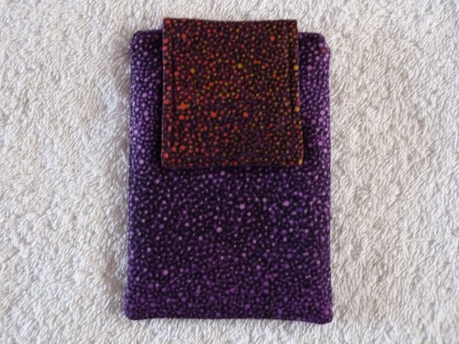 Mobile Phone Cover in Purple and Red Spot Cotton Suitable for Medium Sized Phone