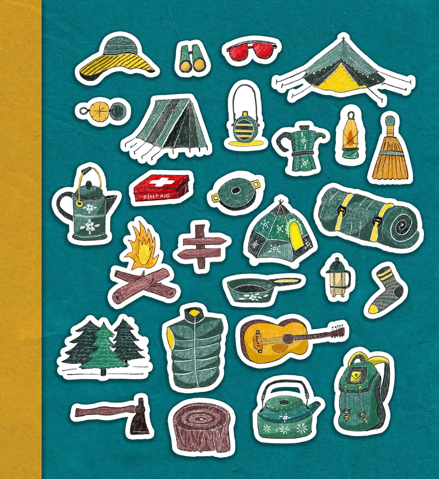 Camping Stickers, travel stickers, planner stickers, bullet journal stickers