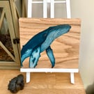Humpback whale acrylic painting on oak