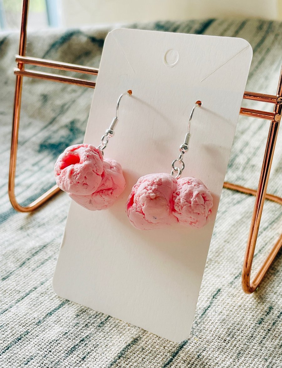 Pink popcorn earrings