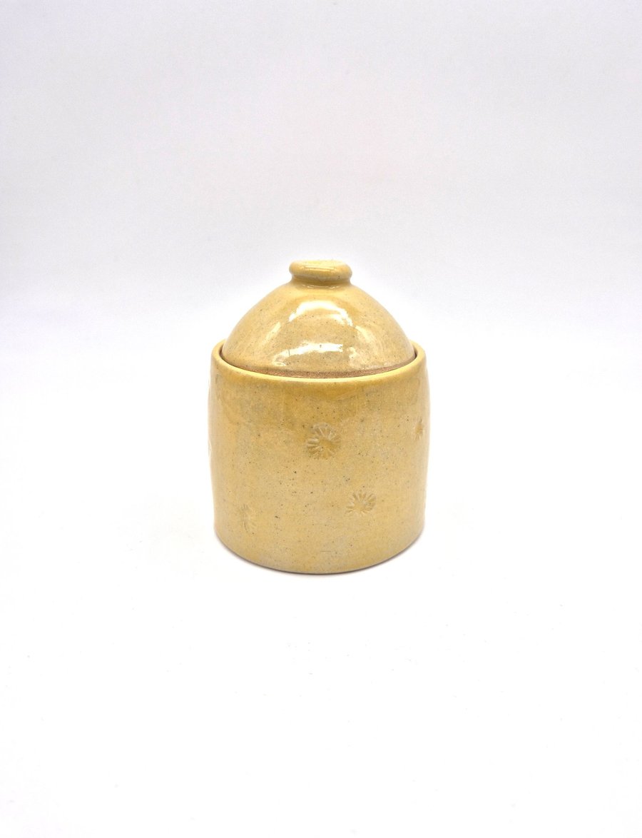 Small Yellow Lidded Ceramic Jar