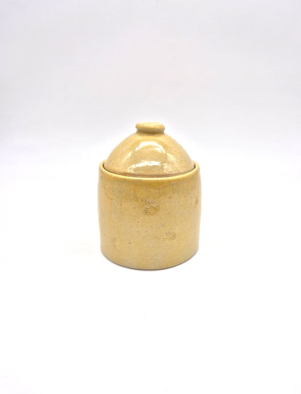 Small Yellow Lidded Ceramic Jar