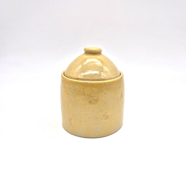 Small Yellow Lidded Ceramic Jar