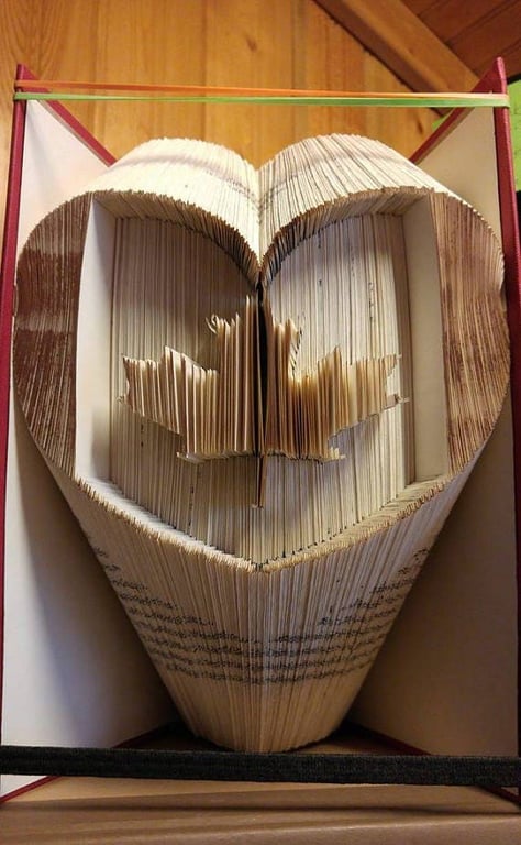 Canadian Flag Heart COMBI or Cut & Fold Book Folding Pattern - EMAILED PDF