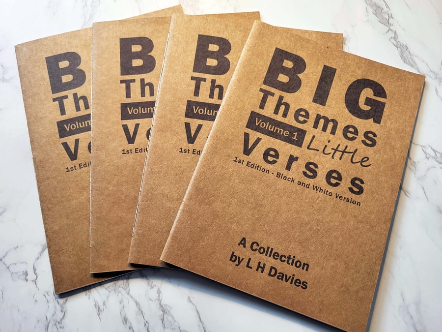 Big Themes Little Verses, V. 1 - 4, Collection Set - B&W, Handmade Poetry Books