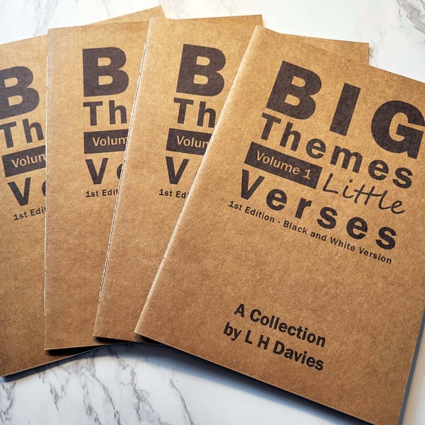 Big Themes Little Verses, V. 1 - 4, Collection Set - B&W, Handmade Poetry Books
