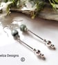 Designer Long Green Jadeite & Jade Sterling Silver Earrings ONE OFF PAIR  - Image 2