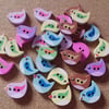 10 x 2-Hole Painted Wooden Buttons - 22mm - Bird - Mixed Colour 