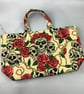 Skulls and roses tote bag, Gothic shopper, handmade in Sussex - Image 4