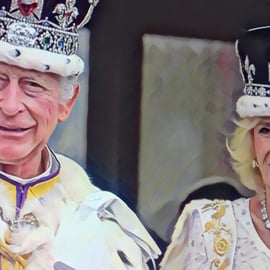 King Charles III & Queen Camilla Art Card A5