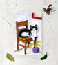 Original Cat Painting - Oil Pastel Painting - One of a kind