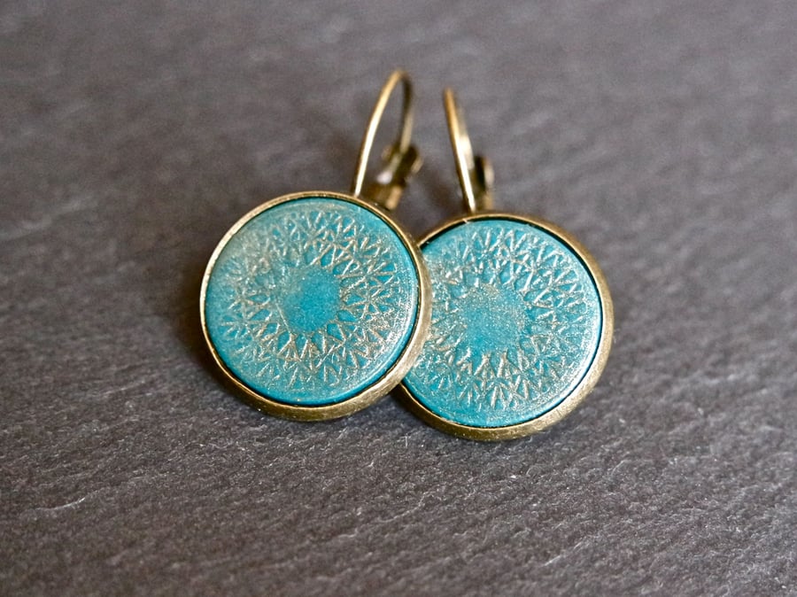 Earrings - Mandala bronze turquoise