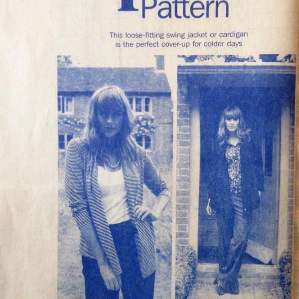 A multi-size sewing pattern for a woman's jacket and cardigan in sizes 10 - 20