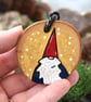 Gnome tree decoration. Pyrography hanging wood slice decoration gift. - Image 3
