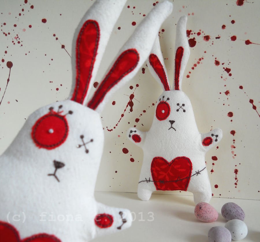 zombie easter rabbits - red