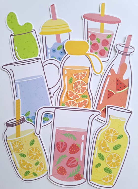 Colourful fruity summer drinks die cuts, ephemera card topper embellishments