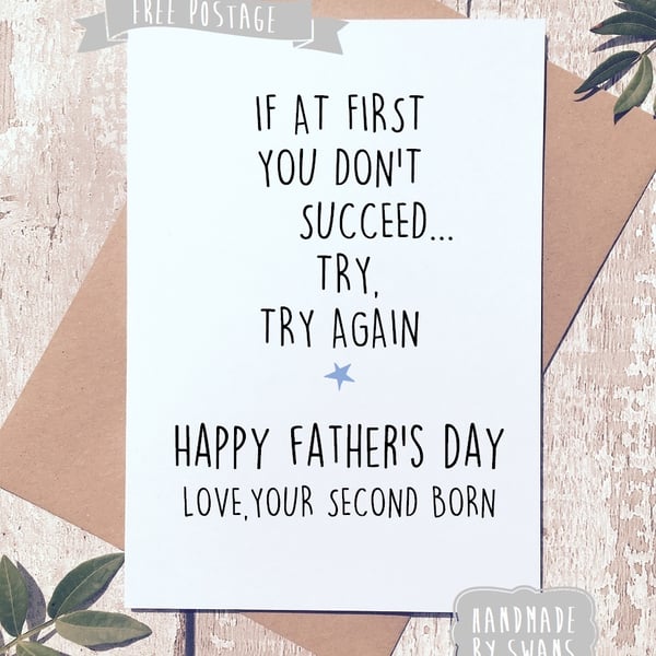 If at first you don't succeed try again fathers day card