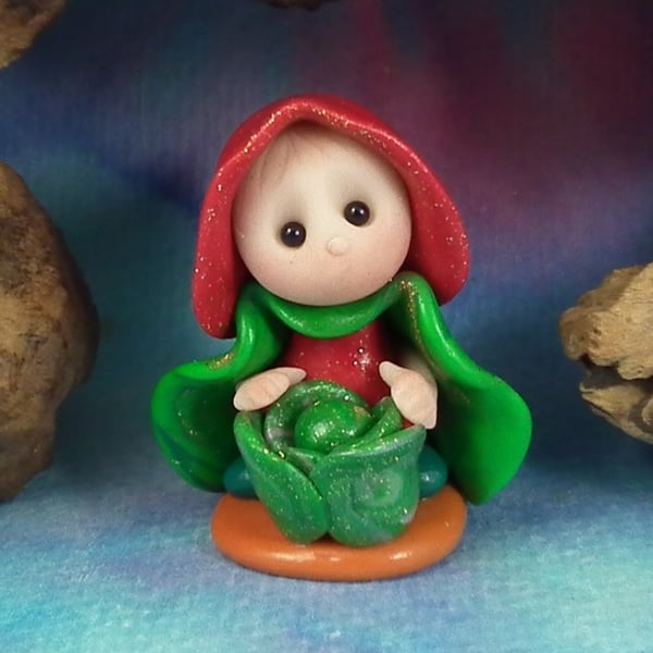 Tiny Gnome 'Nolan' with Brussels Sprout OOAK Sculpt Ann Galvin