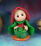 Tiny Gnome 'Nolan' with Brussels Sprout OOAK Sculpt Ann Galvin