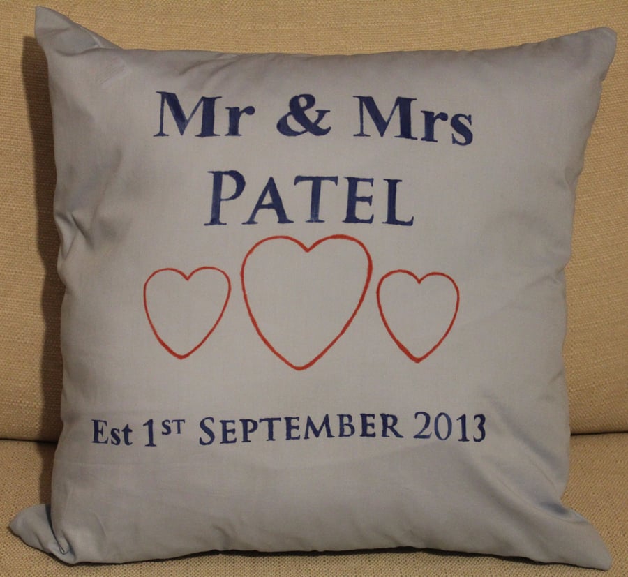 2nd Anniversary or Wedding Cushion (Personalised)