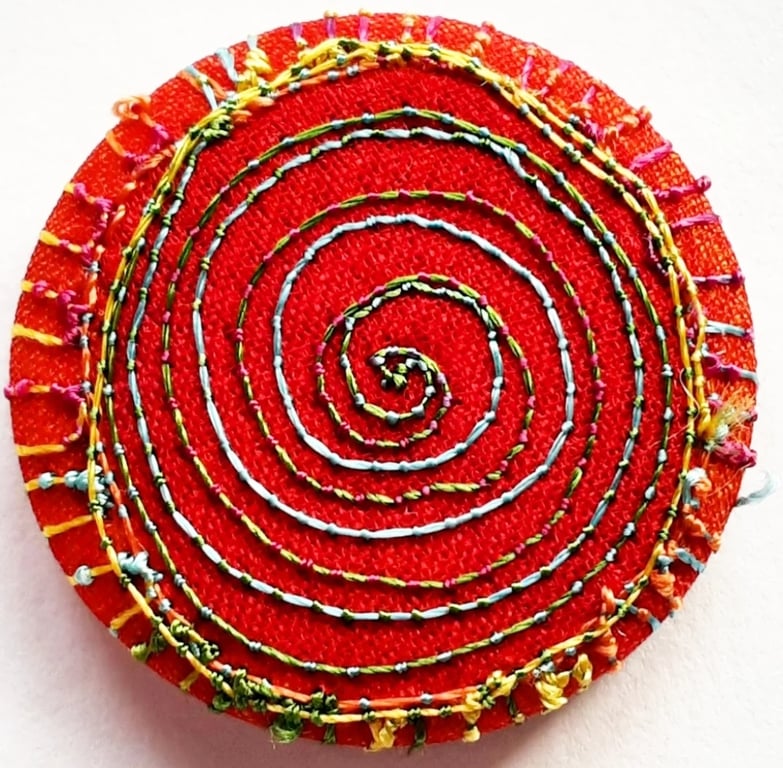 Buttons 1 inch button Hand Dyed Silks and Cottons Free Machine Embroidery Button