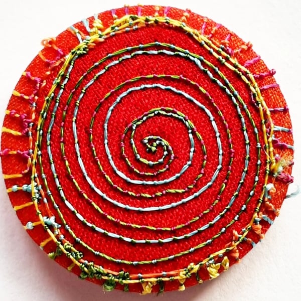 Buttons 1 inch button Hand Dyed Silks and Cottons Free Machine Embroidery Button