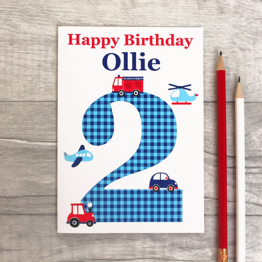 Boys 1st, 2nd, 3rd, 4th, 5th Transport Birthday Card 