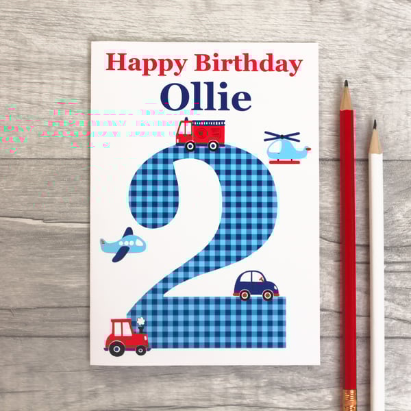 Boys 1st, 2nd, 3rd, 4th, 5th Transport Birthday Card 