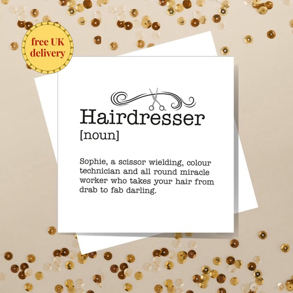 Hairdresser Colour Technician Definition Card - personalised, blank inside