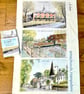 Whitchurch Scenes 100% Cotton Tea Towel - watercolour painting scenes - Image 3