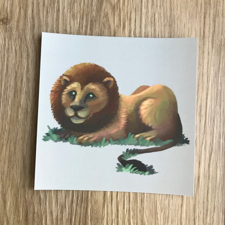 Lion Square Post Card Print