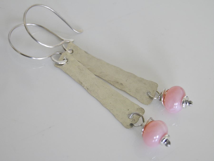 Pink Opal Earrings in Sterling Silver 