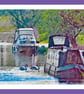 Arty Swans with Chicks Norfolk Greeting Card A5 - Image 1