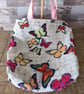 Butterfly and floral reversible tote bag 